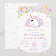 Floral Bonito de invitación a cumpleaños de Rainbo