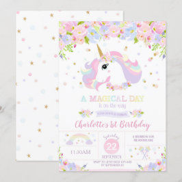 Floral Bonito de invitación a cumpleaños de Rainbo
