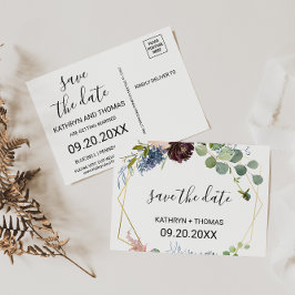 Floral borgoña y vegetación Guardar la tarjeta de 