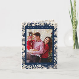 Floral botánica 1 foto Navy Blue Merry Navidad
