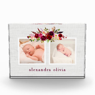 Floral botánica Boho con dos fotos en gris suave
