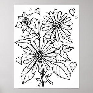 Floral Bouquet Art Colour Página Poster de Arte
