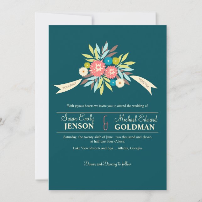 Floral Bouquet - invitaciones a la boda (Anverso)