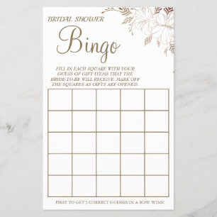 Floral Bridal Shower Bingo tarjeta de juego Flyer