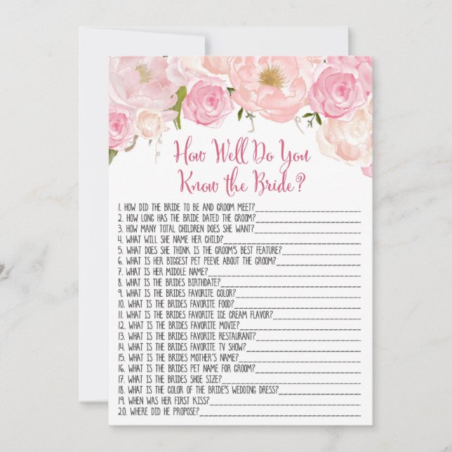 Floral Bridal Shower Conoce a la novia (Anverso)