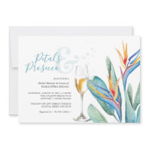 Floral Bridal Shower Invitaciones Petals & Prosecc