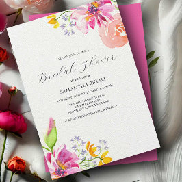 Floral Bridal Shower Invitaciones Vibrante Rosa