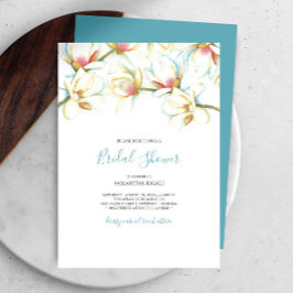 Floral Bridal Shower White Magnolia Watercolor