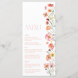 Floral Bridal Shower Wildflower Poppies Menú