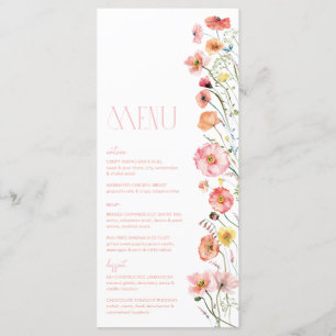Floral Bridal Shower Wildflower Poppies Menú