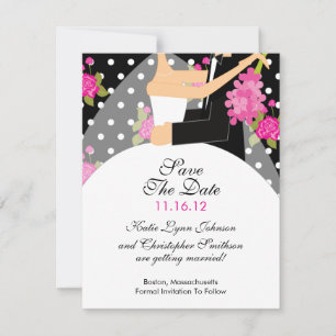 Floral Bride & Groom Guardar La Invitación De Fech