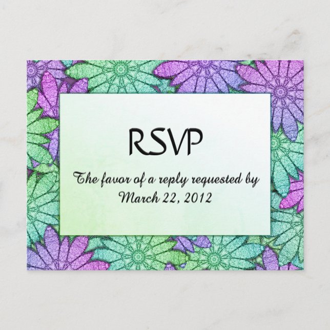 Floral brillante con menú RSVP (Anverso)