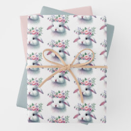 Floral Bunny Easter Wrapee Hoja de papel de 3