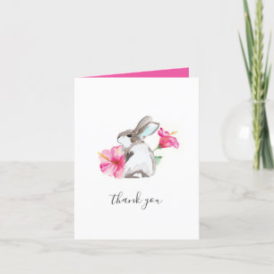Floral Bunny Watercolor - Tarjeta de agradecimient