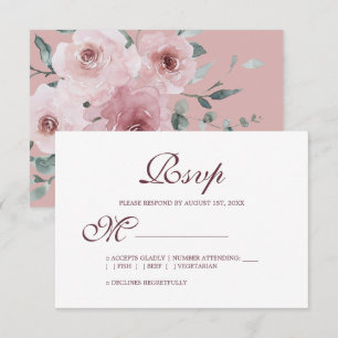 Floral Burgundy Dusty Boda Rosa Rosa Rosa RSVP