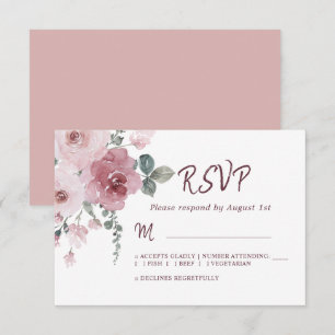 Floral Burgundy Dusty Boda Rosa Rosa Rosa RSVP
