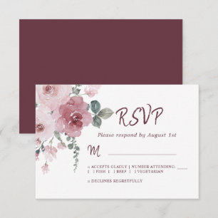 Floral Burgundy Dusty Boda Rosa Rosa Rosa RSVP