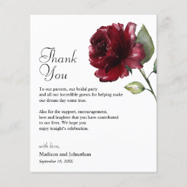 Floral Burgundy Gracias Tarjeta De Recepción De Bo