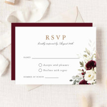 Floral Burgundy White Greenery Wedding Tarjeta RSV