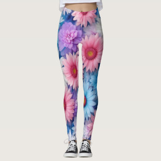 Floral Burst Leggings con rosa, blanco y azul