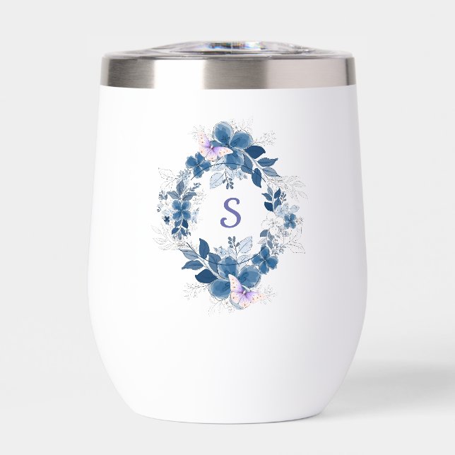Floral Butterfly Stemless Wine Tumbler (Frente)