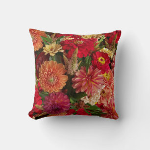 Floral cálida con Cojín decorativo Verde Reversibl