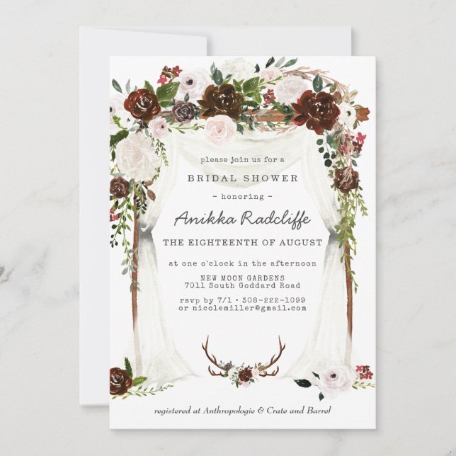 Floral Campestre Rústico | Invitación de Despedida (Anverso)
