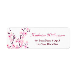 Floral Cherry Blossom   Etiqueta de Baby Shower