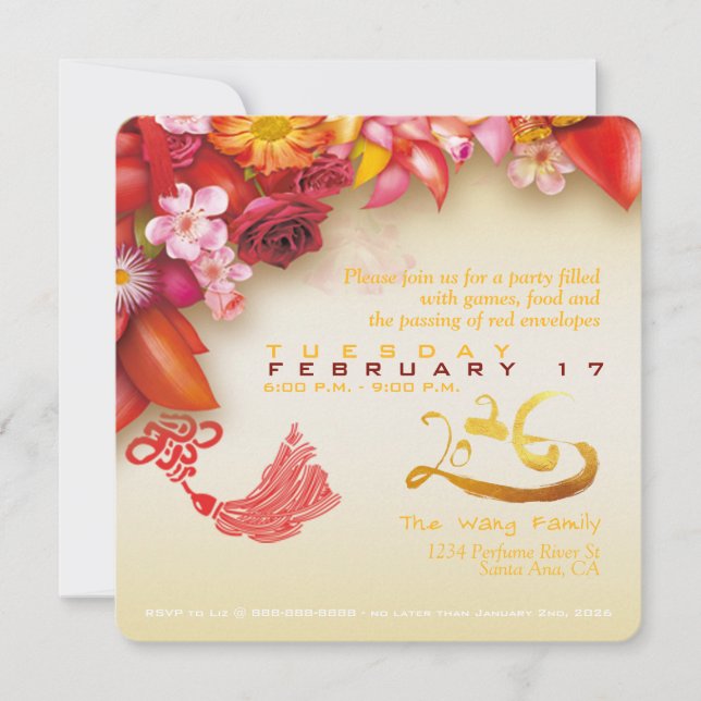 Floral Chinese gold Paper-cut Horse 2026 PSqInv (Anverso)