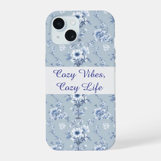 Floral Chinoiserie Blue Toile con texto personaliz (Reverso )