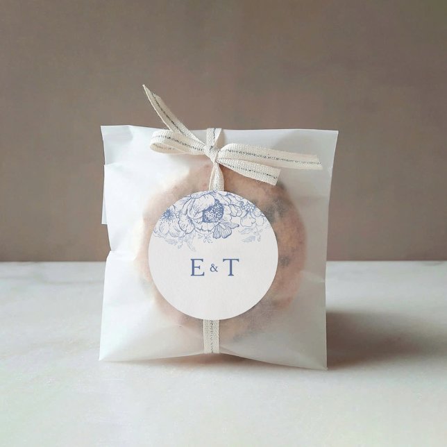 Floral Chinoiserie Boda Classic Round Pegatina (Subido por el creador)