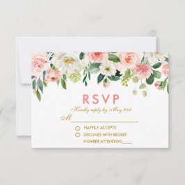 Floral color de agua rosa blanco Oro RSVP Boda P