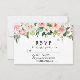 Floral color de agua rosa blanco rosado RSVP Boda