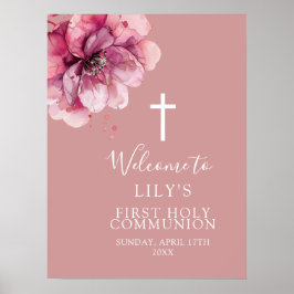 Floral color de agua rosada sagrada señal de bienv