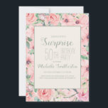 Floral color de agua verde de menta rosa 50 cumple<br><div class="desc">Las invitaciones de personalizados de la fiesta de cumpleaños número 50 son sorprendentes y están diseñadas con una hermosa acuarela rosa color de agua floral y verde menta y texto verde. El texto es totalmente personalizable,  así que diseñe estas invitaciones para cualquier edad.</div>