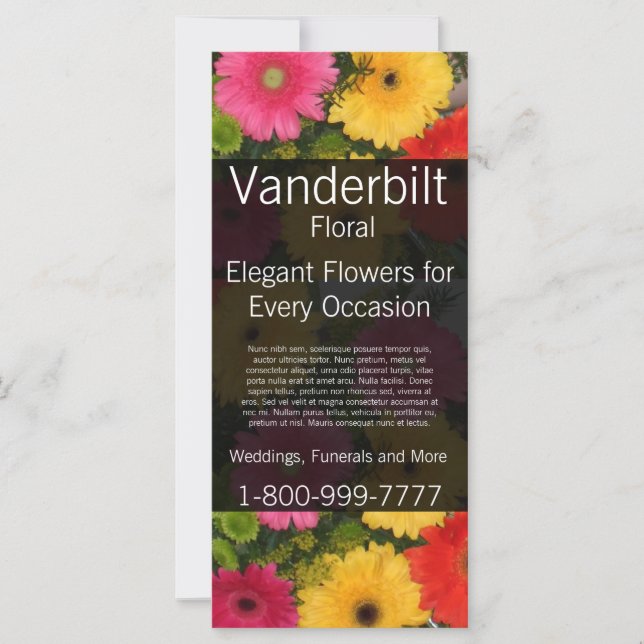 Floral Company Florist Gerber Daisy Rack Card (Anverso)