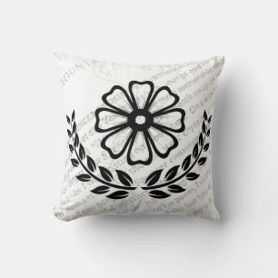 Floral con texto - almohada poliéster de 16" x 16"