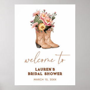 Floral Cowgirl Boots Señal de bienvenida de ducha