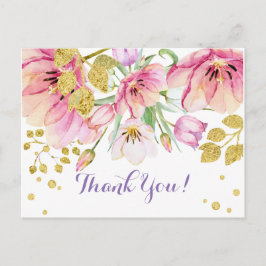 FLORAL, CUMPLEAÑOS GRACIAS TARJETA