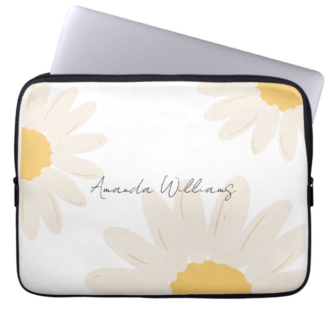 Floral Daisy Moderno Funda para Portátil Blanco Mi (Frente)
