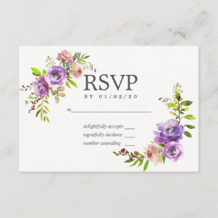 Floral de acuarela de boda de primavera RSVP