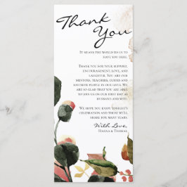 Floral de acuarela de otoño gracias tarjeta de col