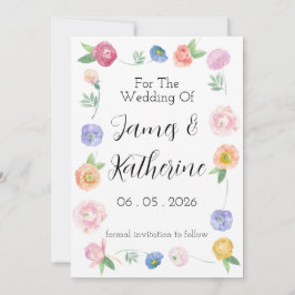 Floral de acuarela de primavera Guardar la tarjeta