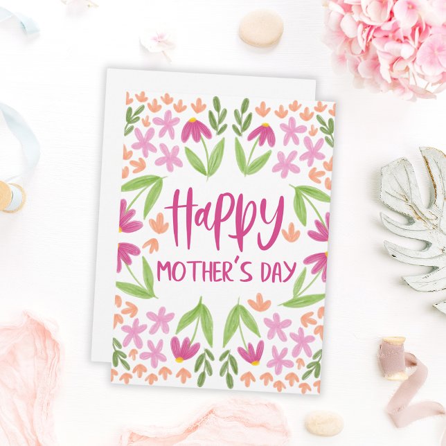 Floral de acuarela suave - Feliz Día de la Madre (Cute Floral Watercolor Happy Mother's Day Card
)