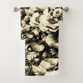 Floral de antigüedades doradas con mariposas