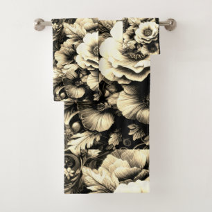 Floral de antigüedades doradas con mariposas