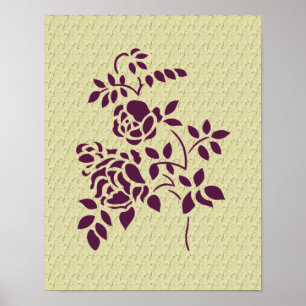 Floral de arte esténcil de Rosas morados