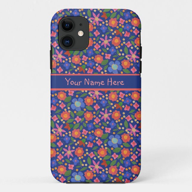 Floral de arte popular sobre el Funda del iPhone a (Reverso)