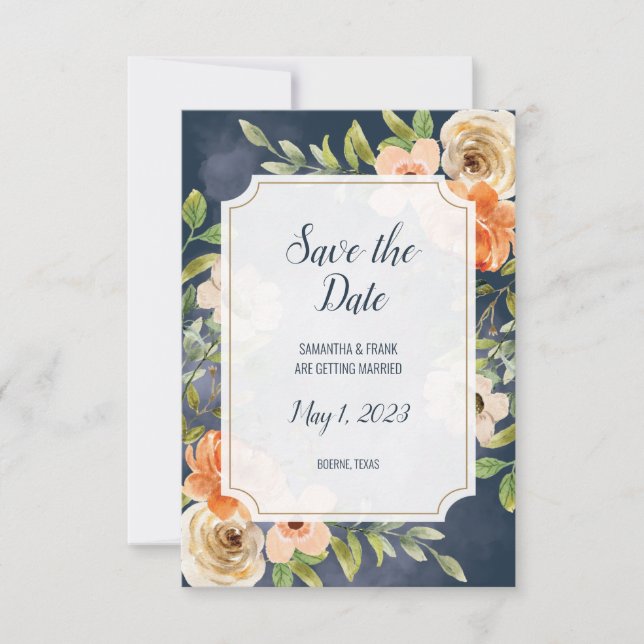 Floral de Boda azul ruso (Anverso)