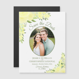 Floral de boho amarillo salva el imán fotográfico